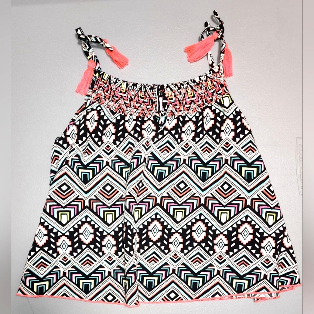 Justice Girls Smocked Patterned Tank